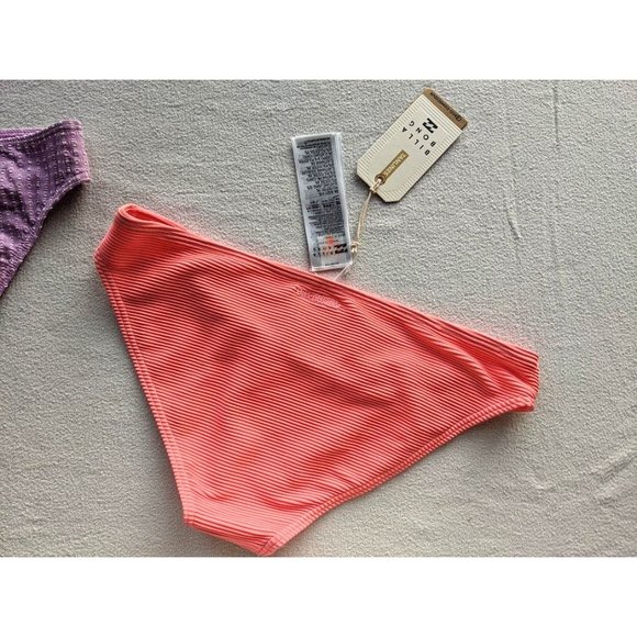 2 Lot Women's Billabong Swimsuit bikini Bottoms Size Large Pink Purple NEW - Picture 5 of 5